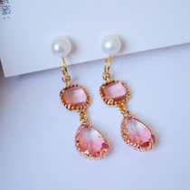 Handmade simple Joker painless silicone mosquito coil ear clip imitation tourmaline gradient crystal purple powder retro forest earrings