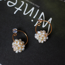 Handmade geometric earhole-free painless silicone mosquito coil ear clip natural pearl ball French simple earring earrings