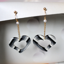 Handmade earless and painless silicone mosquito coil ear clip hair accessories love stripe tassel long atmospheric ear ring earrings