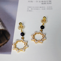 Handmade earless and painless silicone mosquito coil ear clip snowflake stars autumn and winter new blue sandstone earrings