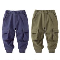 Boy Tooling Long Pants Autumn Winter New Integrated Suede Warm Abrasion Resistant Pants 2021 Han Edition Children Casual Pants