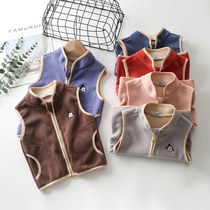 Early spring childrens kindergarten waistcoat spring clothing warm vest thickened Orly suede collar cardio-shoulder male and female baby