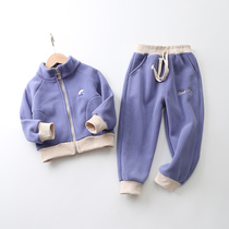 Spring Kindergarten Suit New Tide Ultra Soft O Velvet Sportswear Men And Womens Baby Baby Standout Collar Foreign Air 100 Hitch