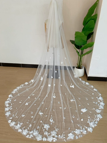 Корейская свадебная кружевная вуаль в Корейском стиле, 3D цветок, супер сказочный стиль, длинный головной убор мечты, реквизит для фотосессии