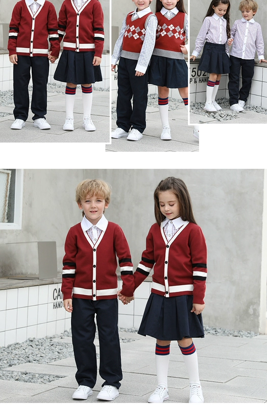 Quần áo trẻ mẫu giáo tiếng Anh quần áo mùa thu quần áo trẻ em áo len lớp đồng phục quần áo tiểu học đồng phục mùa xuân và mùa thu - Đồng phục trường học / tùy chỉnh thực hiện