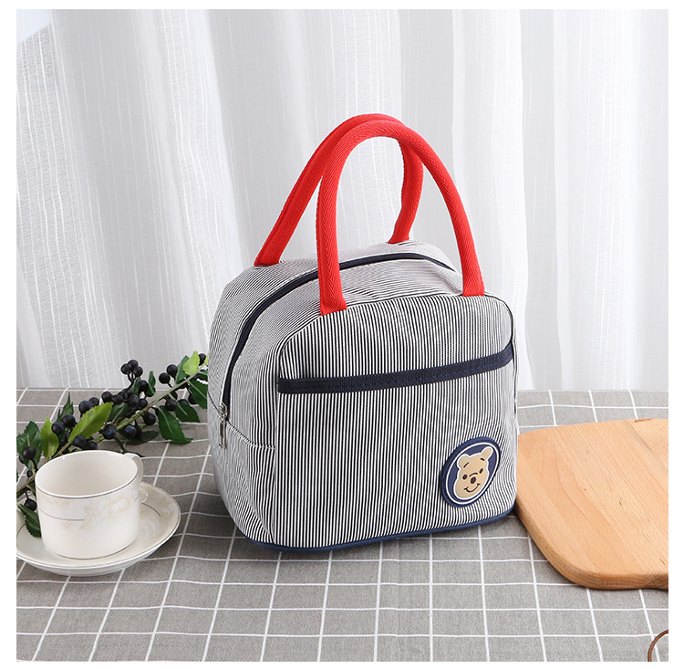 Nhật bản gấu vải túi ăn trưa vải mới dày mommy hộp ăn trưa túi sọc tươi tote bag trumpet