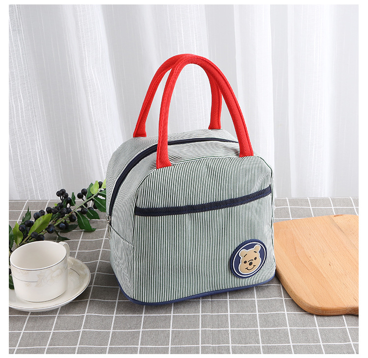 Nhật bản gấu vải túi ăn trưa vải mới dày mommy hộp ăn trưa túi sọc tươi tote bag trumpet