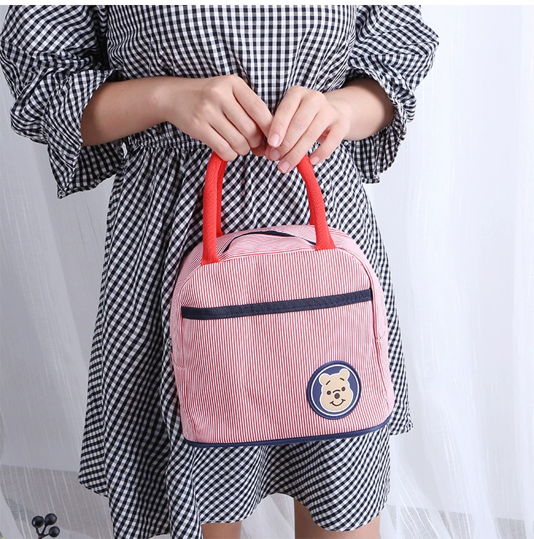 Nhật bản gấu vải túi ăn trưa vải mới dày mommy hộp ăn trưa túi sọc tươi tote bag trumpet