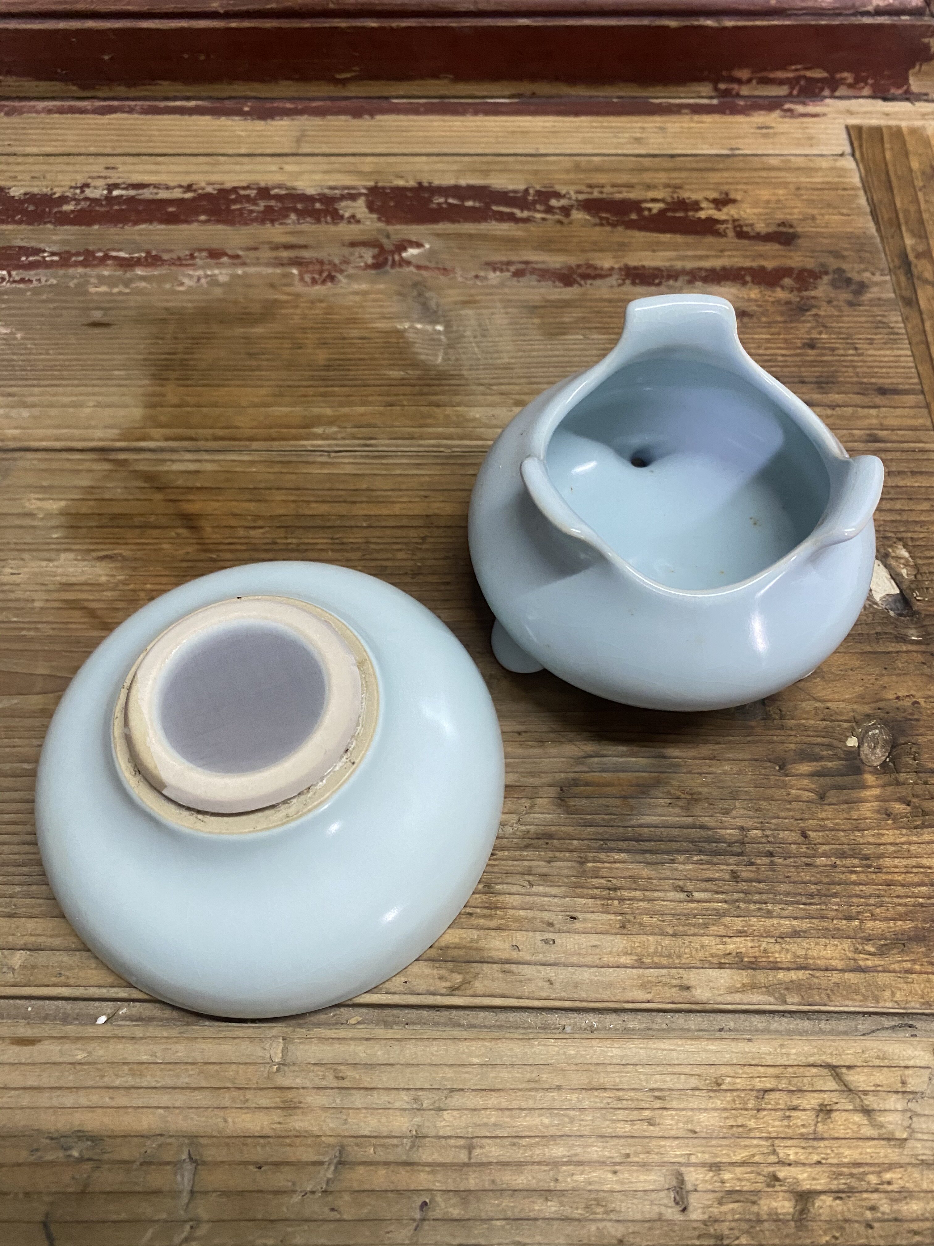 чашка 七八十年代老瓷器收藏天青汝窑茶漏库存老厂货功夫茶公道杯过滤网