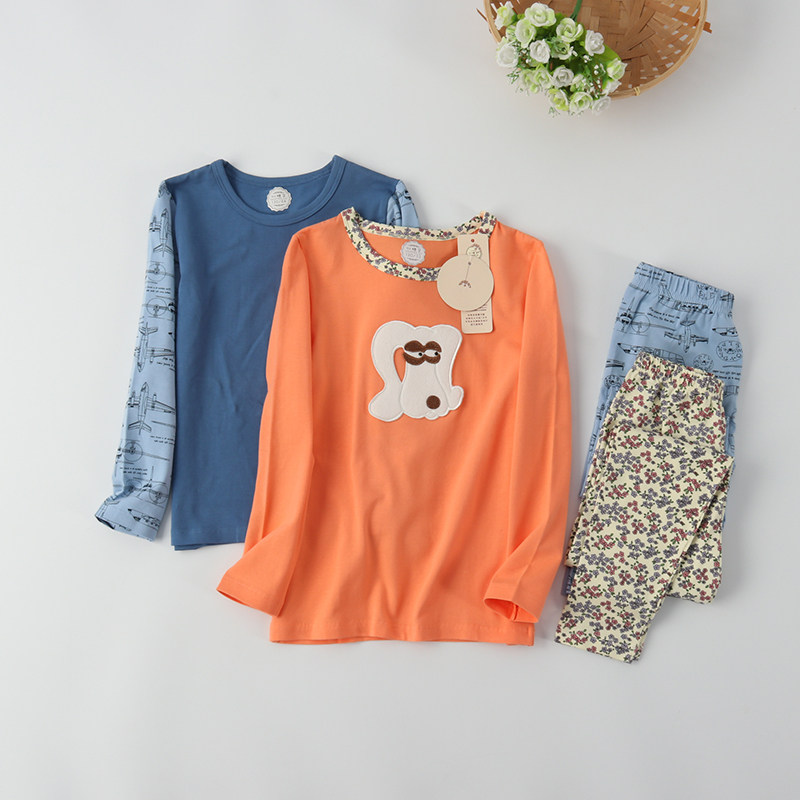 Children Boy Girl Pure Cotton Wool Sweatshirt Long Sleeve Trousers Autumn Clothes Sanitary Pants Suit Fever Clothes Autumn Baby