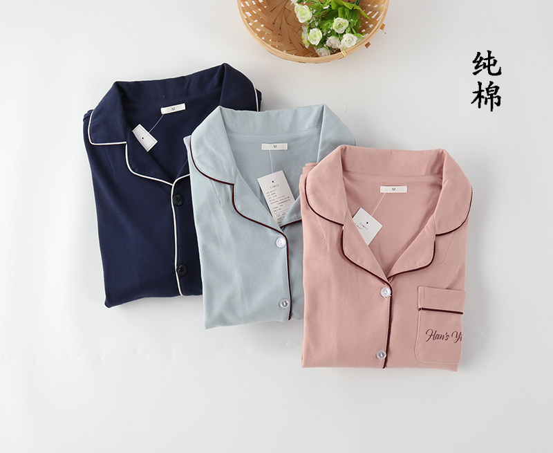 Day-series couples Ms Knitted Pure Cotton Thick Real Men Full Cotton Long Sleeves Long Version Sleeping Suit Home Suit Autumn Winter