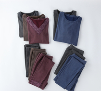 2017 New Couples mens and womens cotton pullover autumn clothing autumn trousers set thermal underwear