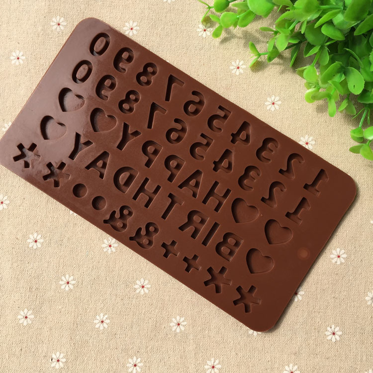 Trang trí sô cô la 48 chữ số lá chúc mừng sinh nhật silicone khuôn fondant dụng cụ làm bánh - Tự làm khuôn nướng khuon banh bao