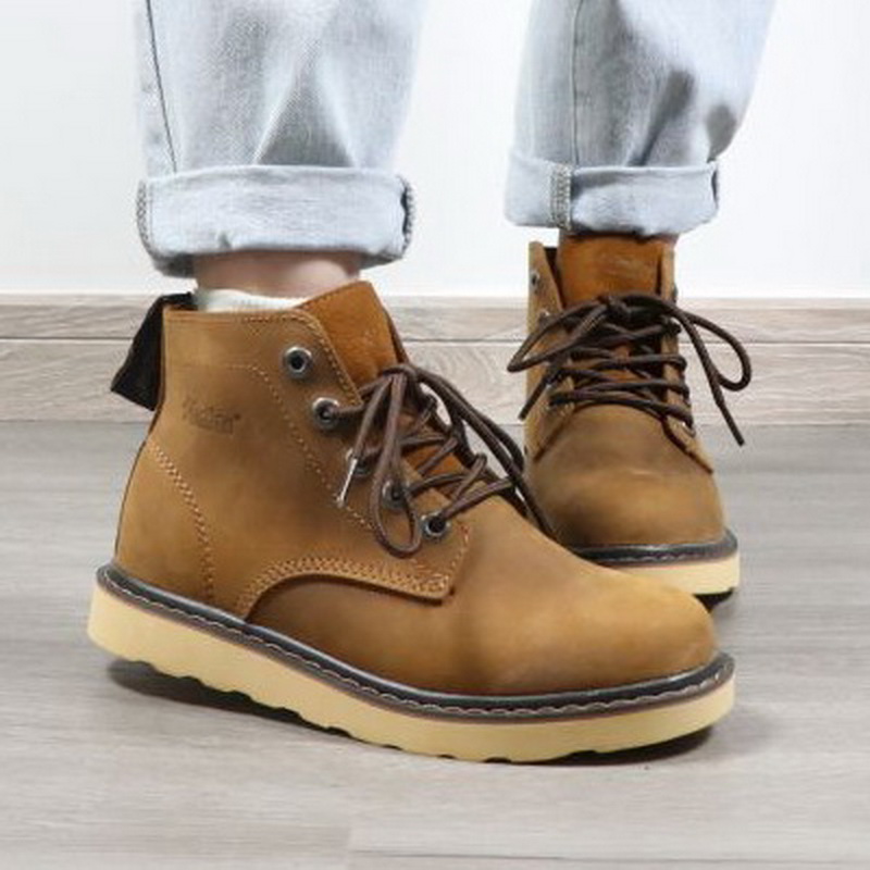 Autumn cowhide Martin boots leather boots trendy leather lace-up short boots breathable men's boots retro round toe women's boots waterproof women's shoes