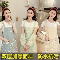 Decorative Japanese coffee shop single coat womens fast food restaurant apron kitchen work clothes waterproof sleeve back kitchen