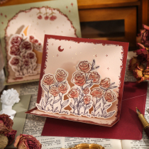 Romantic Rose Epic Stereo Card Envelope Antiquity Illustrated Romantic Butterfly Confession Postcard Blessed Card