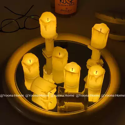 ins Nordic minimalist LED night light retro electronic candle to make old candlestick desktop ornaments to pose for pictures props