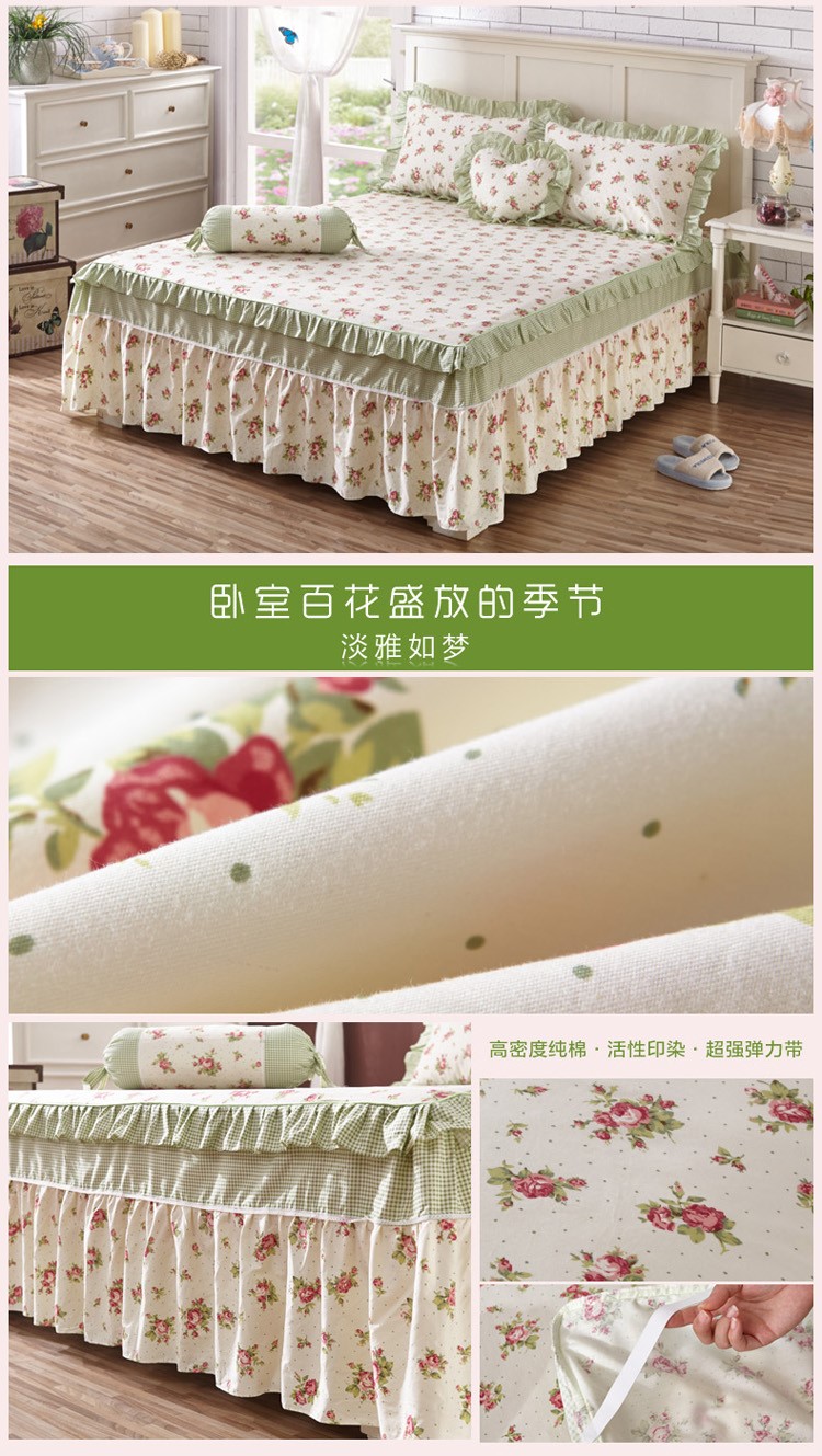 Khăn trải giường bằng vải bông xù lông Su Suzhen đơn mảnh chống trượt giường trải giường 1,5m1,8 m 2.0 giường - Váy Petti ga giường viền ren