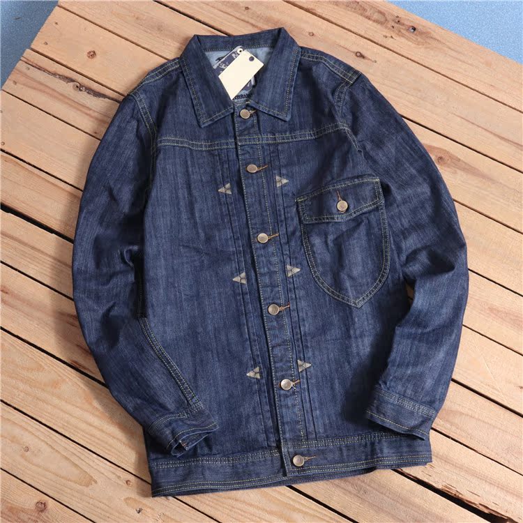 kích thước nhỏ nhỏ người Tin Lành dày phiên bản cơ thể rắn retro đa túi áo khoác rửa denim - Y329.