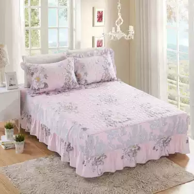 Cotton printed padded bed cover bed skirt thickened 1 5m1 8-bed single skirt protective cover dust cover can be equipped with four-piece set