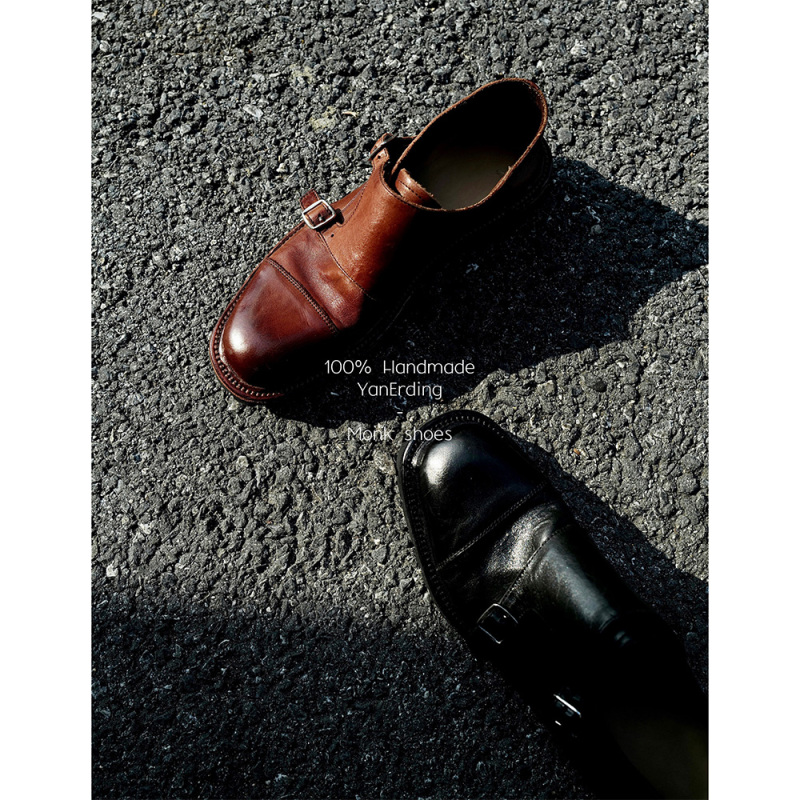 Yan Er Ding |   Women's Monk Shoes |   Italian Washed Calfskin Handmade Classic British Thick-Soled Leather Shoes