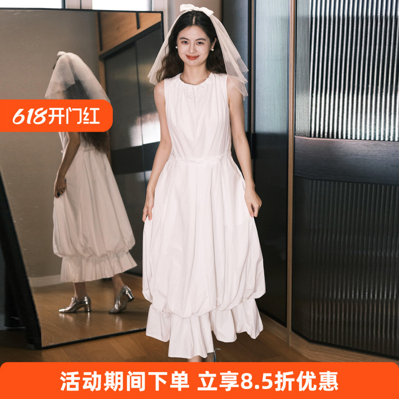 Wedding Registration Light Wedding Dress 2026 New Style Petite Bride White Engagement Casual Sleeveless Puff Dress for Women Wedding Registration Light Wedding Dress 2026 New Style Petite Bride White Engagement Casual Sleeveless Puff Dress for Women