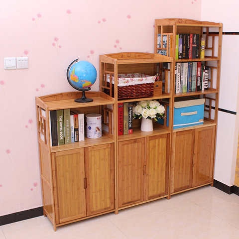 Bamboo tủ sách tủ sách với cửa tủ sách kệ tủ sách với ngăn kéo tủ khóa học linh hoạt vào lò vi sóng giá lò - Buồng tủ nhựa 3 ngăn