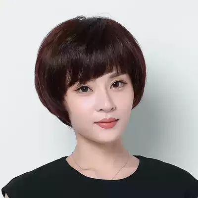 Middle-aged and elderly wigs real hair female short hair mother real hair silk capable short straight hair style natural lifelike full head cover