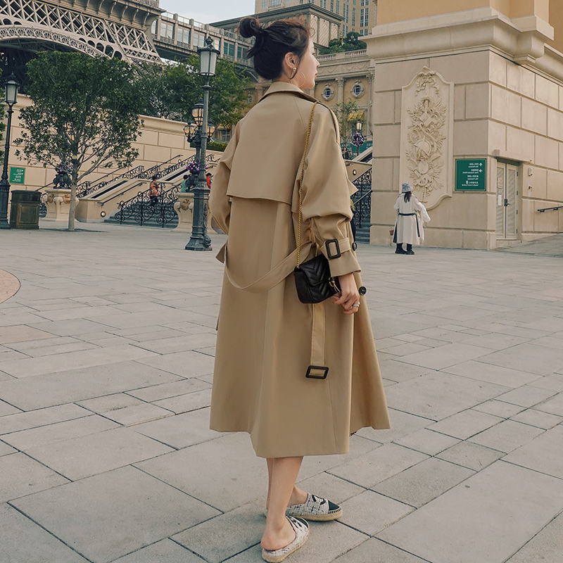 Khaki trench coat women's mid-length version of the little man Spring and Autumn 2022 new British temperament versatile classic coat