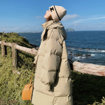 Khaki hooded down jacket for women winter 2023 new fashion casual mid-length high-end street thick jacket