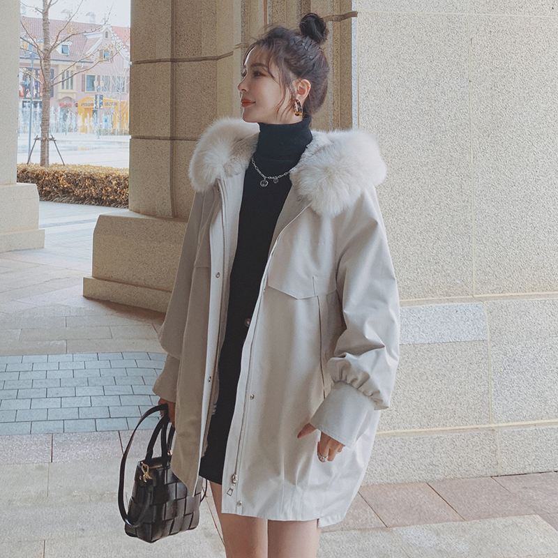 Parker padded jacket women's winter 2021 new fleece thick coat tide ins Hong Kong style explosion style small down jacket