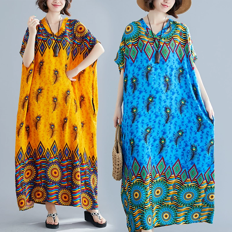 Real shot plus size quần áo phụ nữ mỏng vào mùa hè 2021 rộng rãi và thoải mái cotton và lanh váy dài tay váy ngắn 200 kg - Váy dài