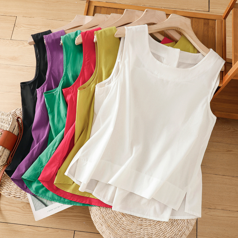 Multi-Color Options, Solid Color Trendy Cotton and Linen Camisole, Loose Thin Style, Linen Sleeveless Top for Women, Summer Multi-Color Options, Solid Color Trendy Cotton and Linen Camisole, Loose Thin Style, Linen Sleeveless Top for Women, Summer