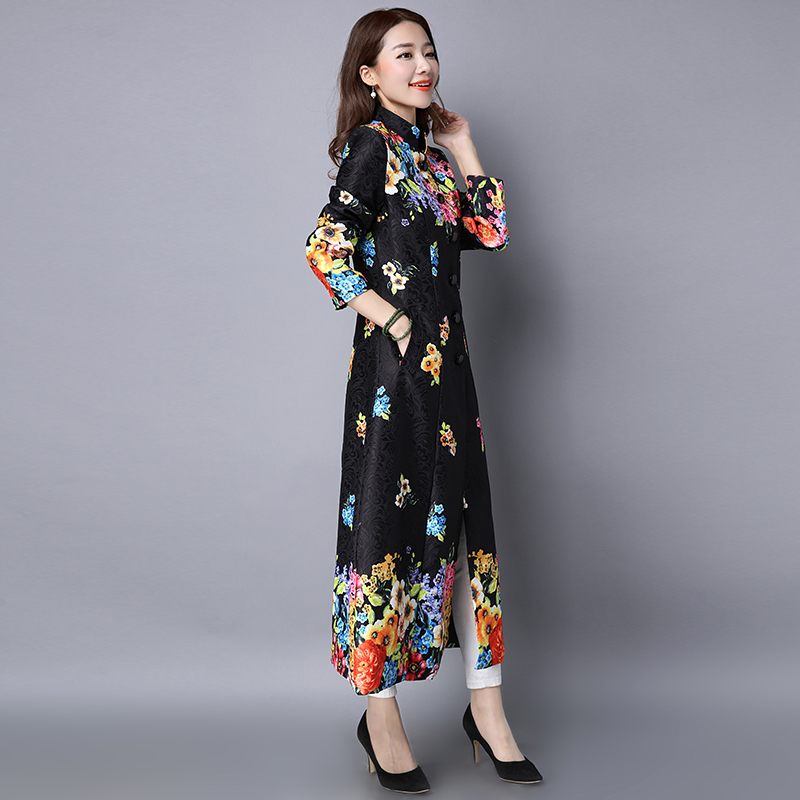 Live 2020 mùa xuân và mùa thu người cơn lốc in retro cardigan sửa chữa nghệ thuật lớn mã cộng với áo dài sửa chữa áo gió