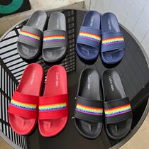 Foreign trade European and American tide slippers personality color standard sports slippers beach slippers can be stained with water one side slippers men slippers