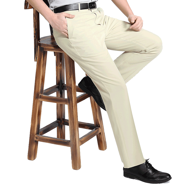 Mùa hè của nam giới mỏng quần phù hợp với sắt miễn trung niên lụa lưng cao loose-fitting quần thẳng nam quần chống nhăn.