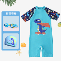Childrens swimsuit boys one-piece swimsuit baby baby sunscreen diving suit set small middle and large children swimming equipment