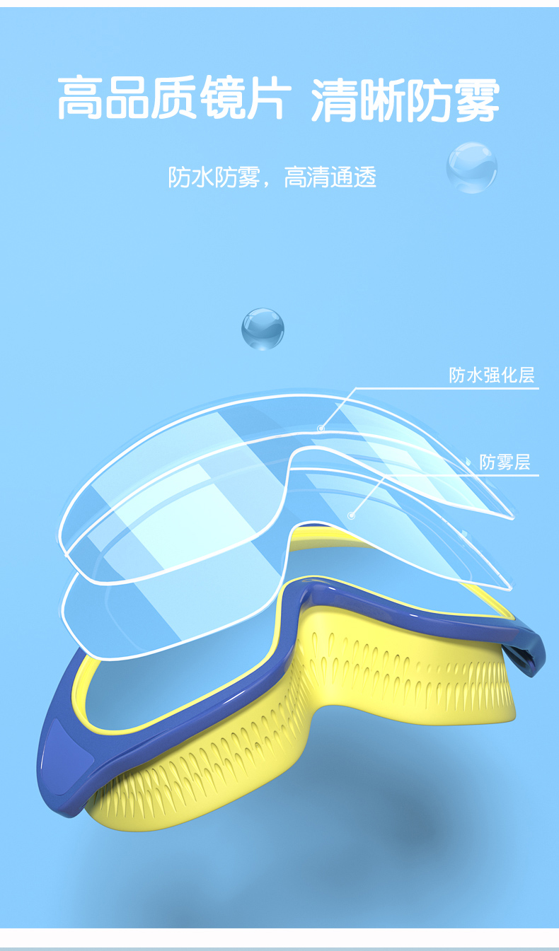 佑游 儿童 防水防雾 高清大框泳镜 图6