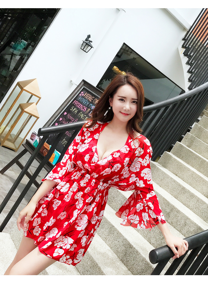 Bạn mặc đồ bơi nữ ba mảnh bikini xẻ váy bảo thủ che bụng nhỏ ngực lượm lượm bộ đồ tắm suối nước nóng gợi cảm - Bộ đồ bơi hai mảnh áo bơi 2 mảnh