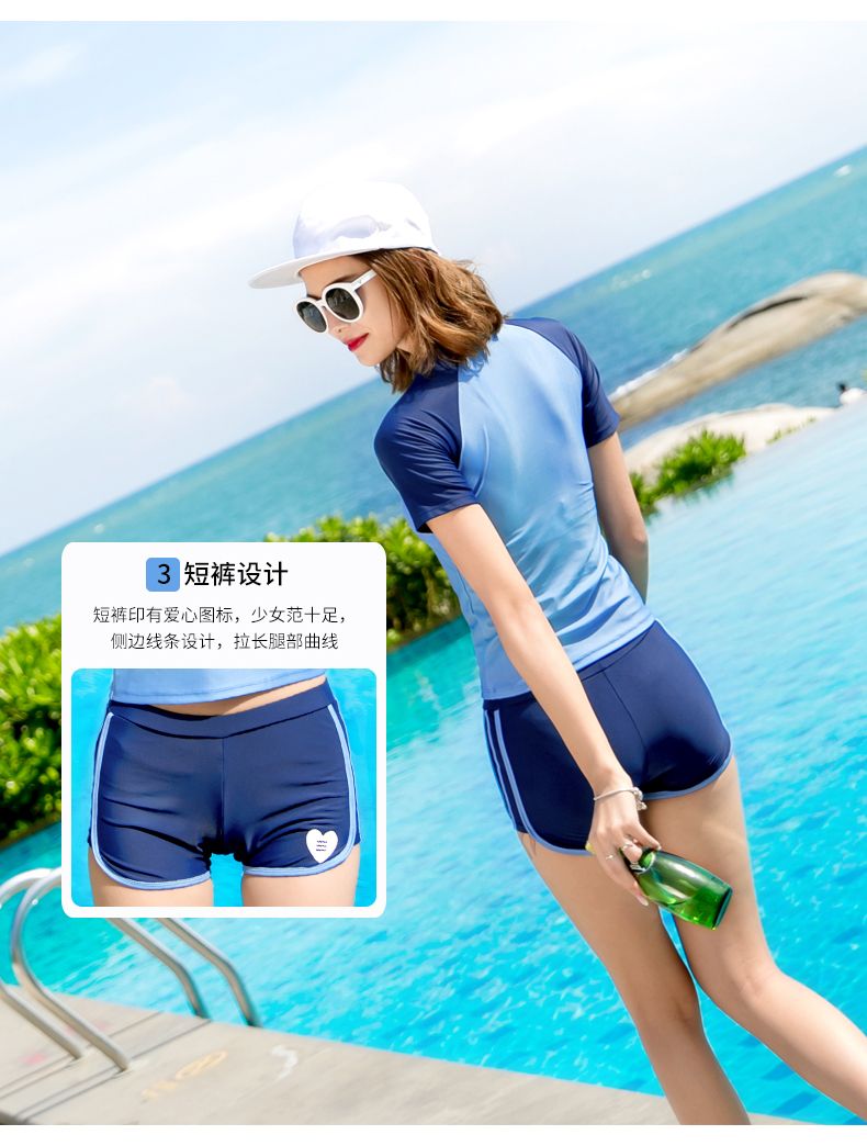 Youyou thể thao ngắn tay váy chia áo tắm nữ bảo thủ giảm béo bụng kích thước lớn sinh viên Hàn Quốc nhỏ tươi áo tắm 	áo bơi 2 mảnh
