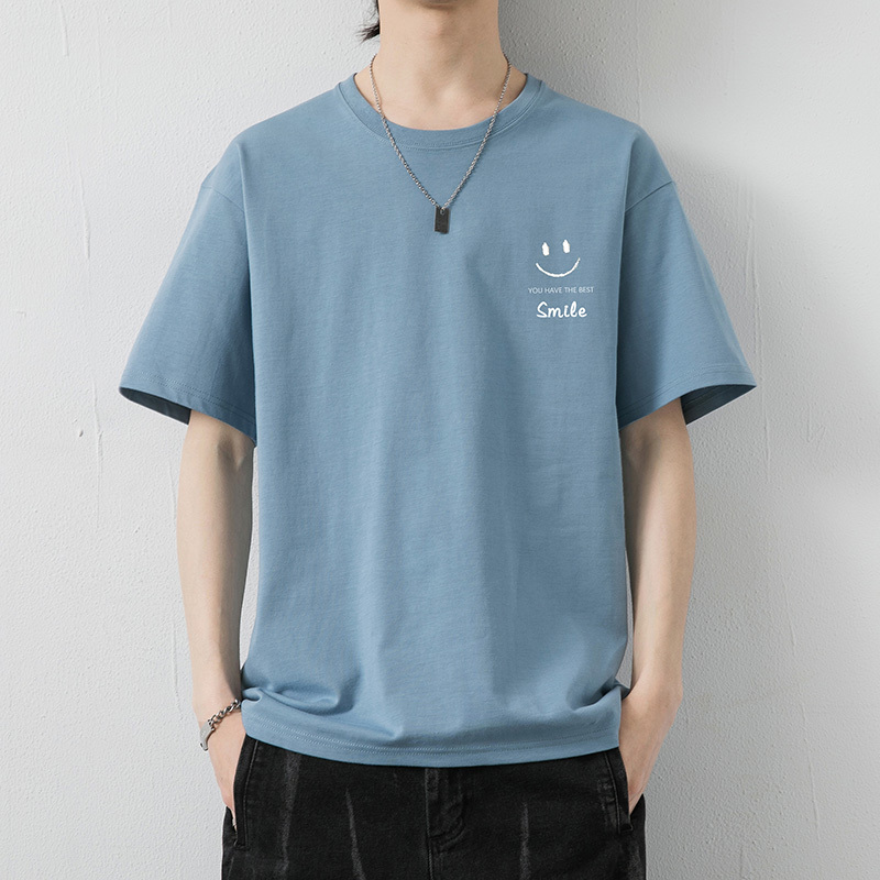 Summer Simple Pure Cotton Short-Sleeved T-Shirt Men's Trendy Loose Casual T-Shirt Large Size Base Layer Top U
