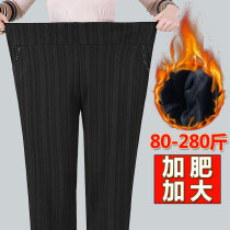 Women pants big code autumn and winter long pants 300 catty granny pants tightness waist four sides stretch outside wearing long pants elderly cover cotton pants