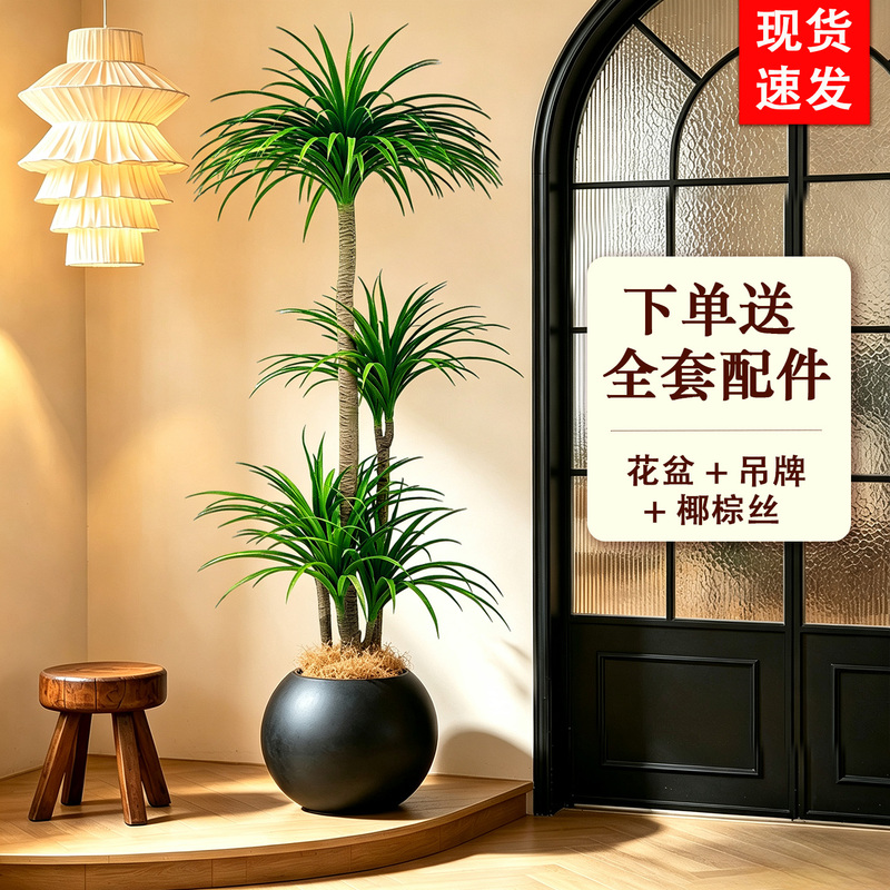 Artificial Green Plant Dracaena, High-End Luxury Indoor Living Room Large-Scale Simulated Plant Potted Floor Decoration Fake Plant Artificial Green Plant Dracaena, High-End Luxury Indoor Living Room Large-Scale Simulated Plant Potted Floor Decoration Fake Plant