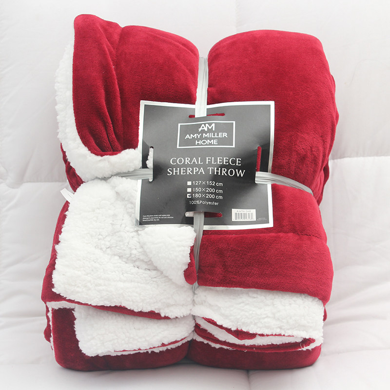 Autumn-winter double sofa blanket with double face imitation lamb suede blanket Floating Window Bed Tailwind Blanket Thickened Afternoon Heg Blanket