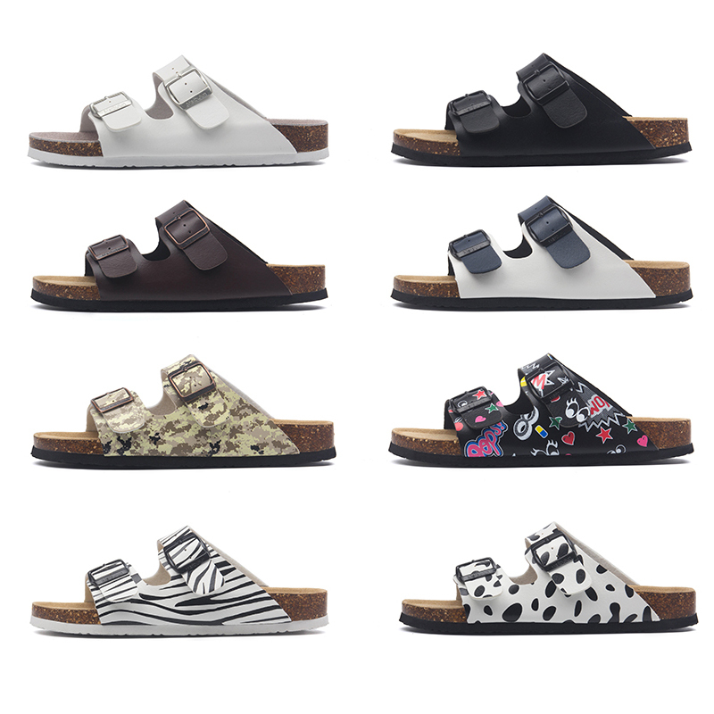 Mcbulun Buckle Flat Cork Slippers for Men and Women, Couple Beach Shoes, Large Size Outdoor Summer Casual Shoes with a Single Buckle
