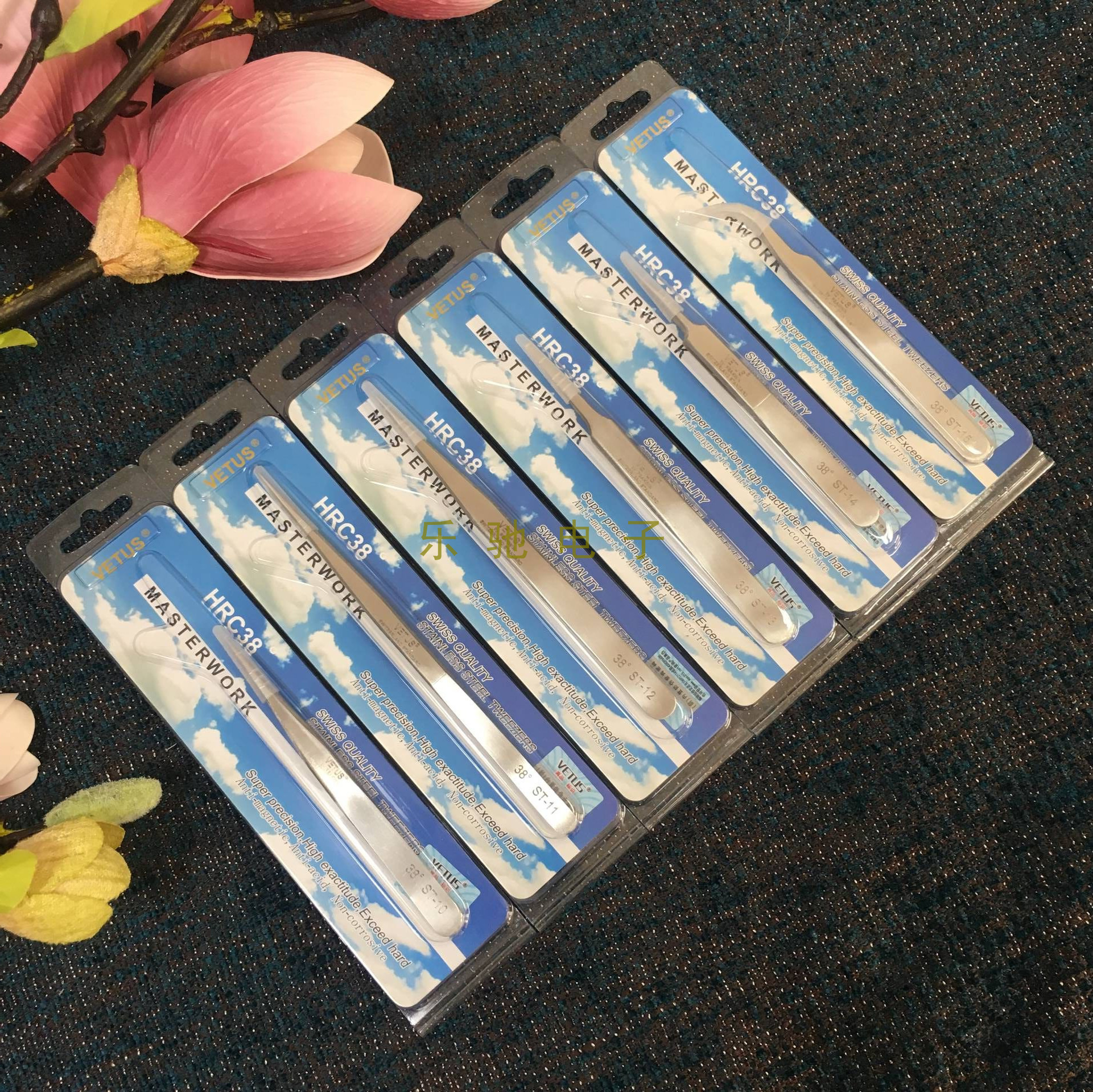 VETUS stainless steel tweezers 38 degrees ST-10 11 12 13 15 14 15-magnetic anti-acid maintenance