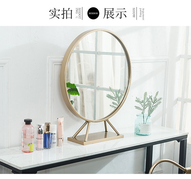 Gương trang điểm Bắc Âu Gương trang trí phòng tắm tròn Gương Gương Công chúa Gương Dressing Mirror Tiệm cắt tóc Gương Gương - Gương gương gỗ