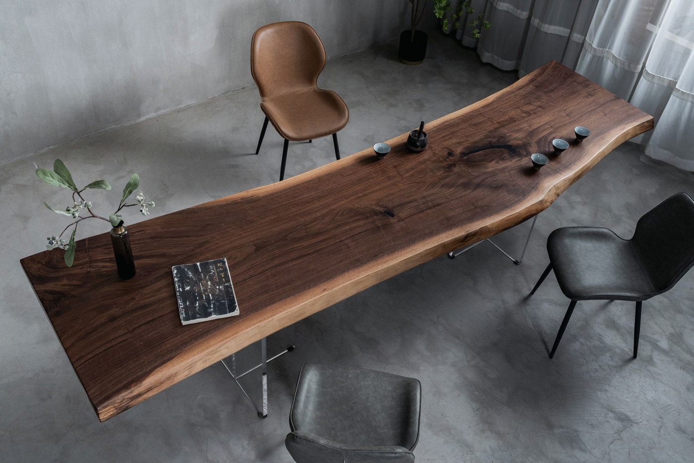 H555 North American black walnuts full board modern minimalist tea table Table Desk 295 * 74 * 67 * 68 * 6 5
