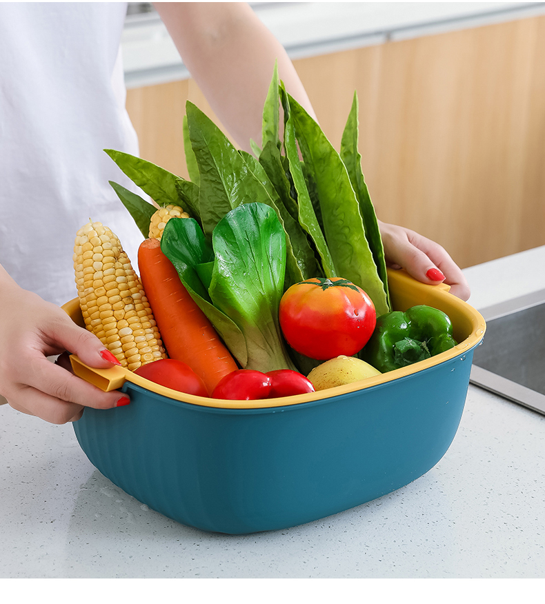 双层家用厨房洗菜盆沥水篮菜篮子洗菜篮茶几客厅水果盘洗水果神器详情14