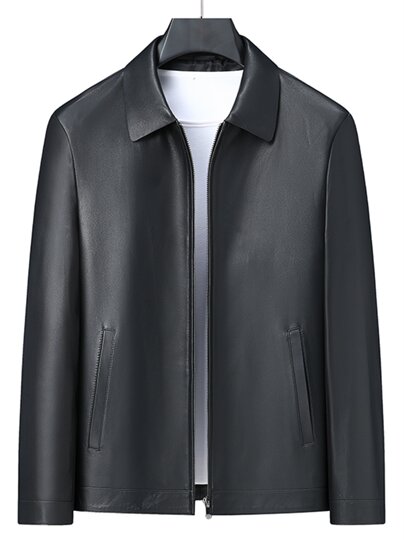 海宁真皮皮衣男士中年头层牛皮中老年爸爸装整张皮皮夹克羽绒外套